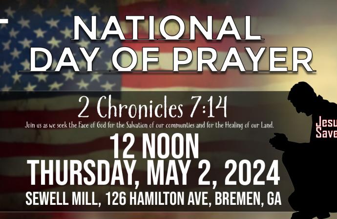 NATIONAL DAY OF PRAYER - May 2 at Noon - Sewell Mill